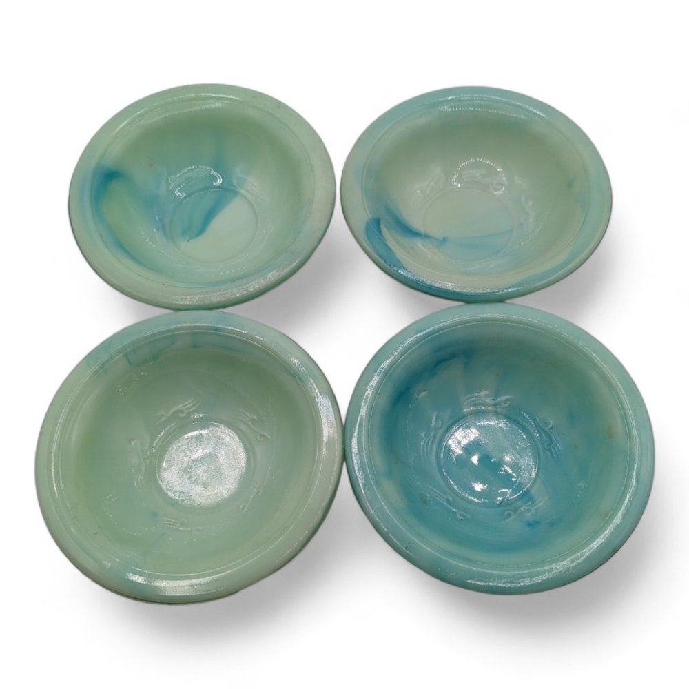 Vintage Avon Jadeite Green Slag Glass Bowls Set of 4 1970's - Picture 2 of 11